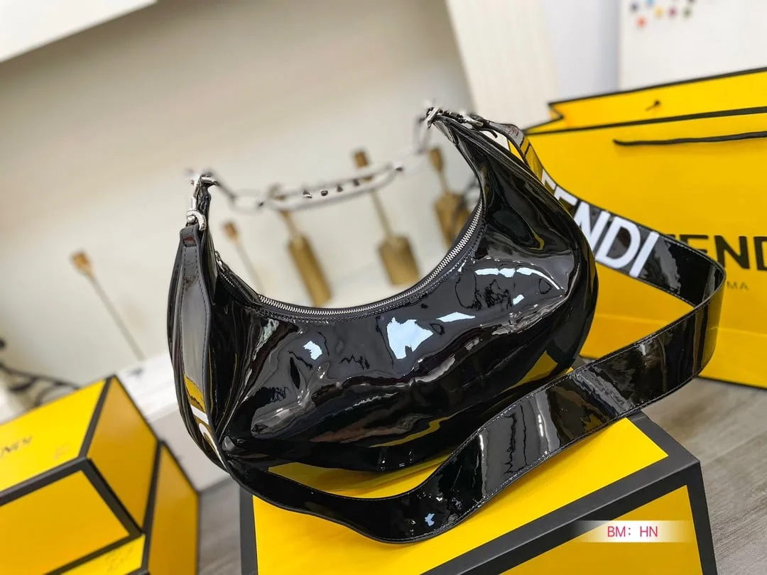 FENDI Patent leather half moon bag Size: 34*16cm - LITELUX