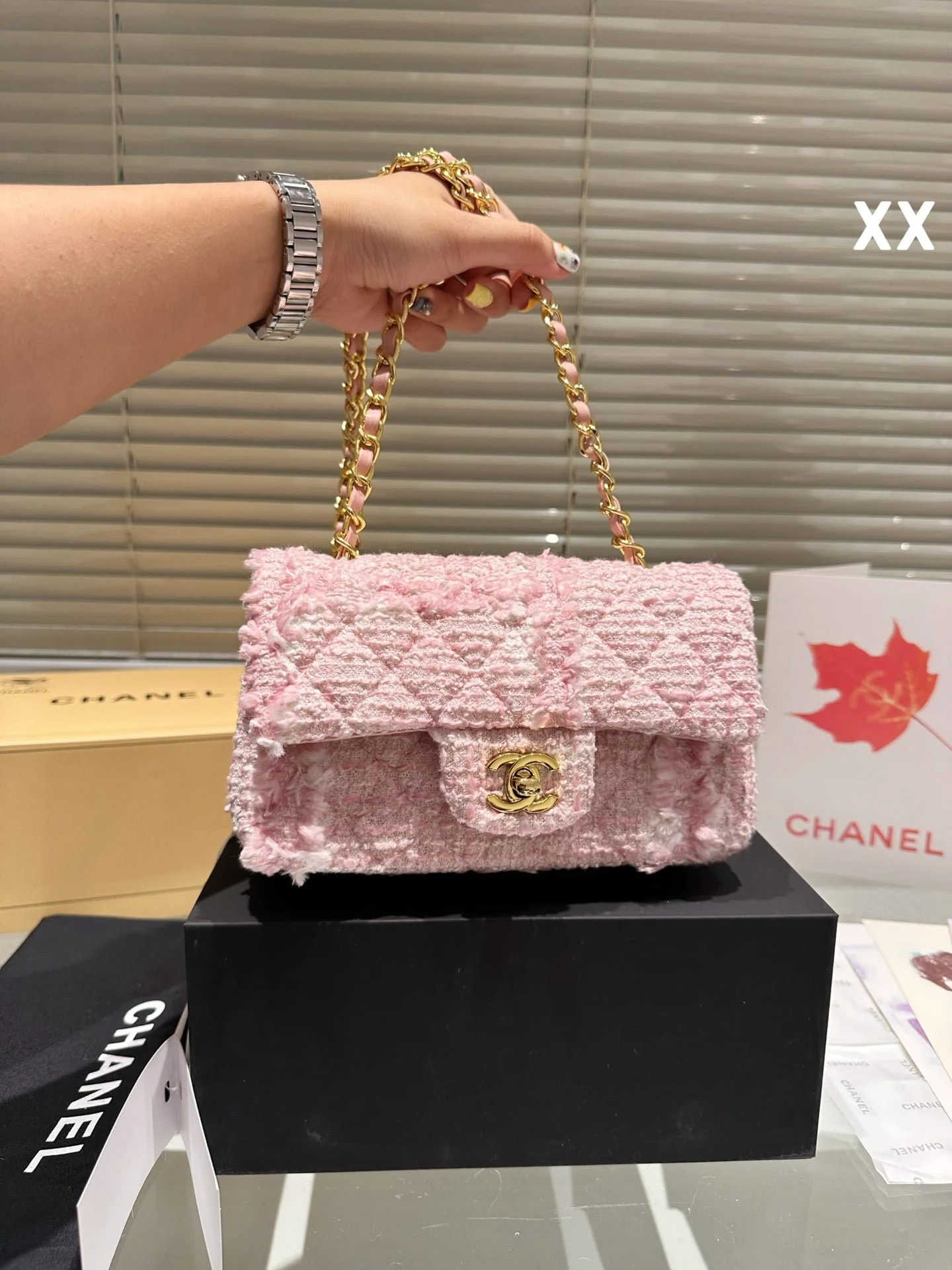 Chanel 22k woolen chain bag pink size: 20*11cm - LITELUX