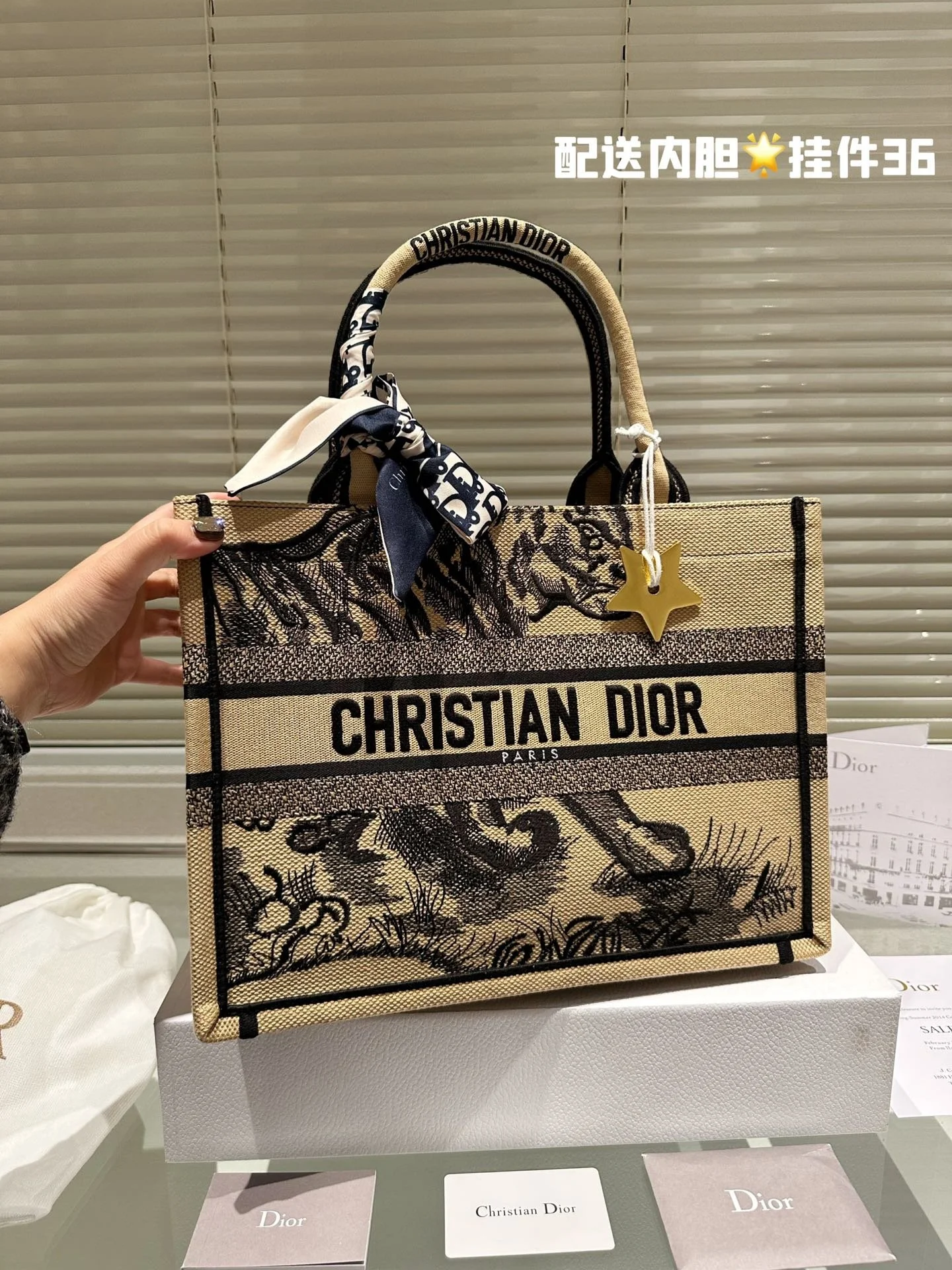 Dior 3D embossment book tote bag size: 42cm /36cm - LITELUX