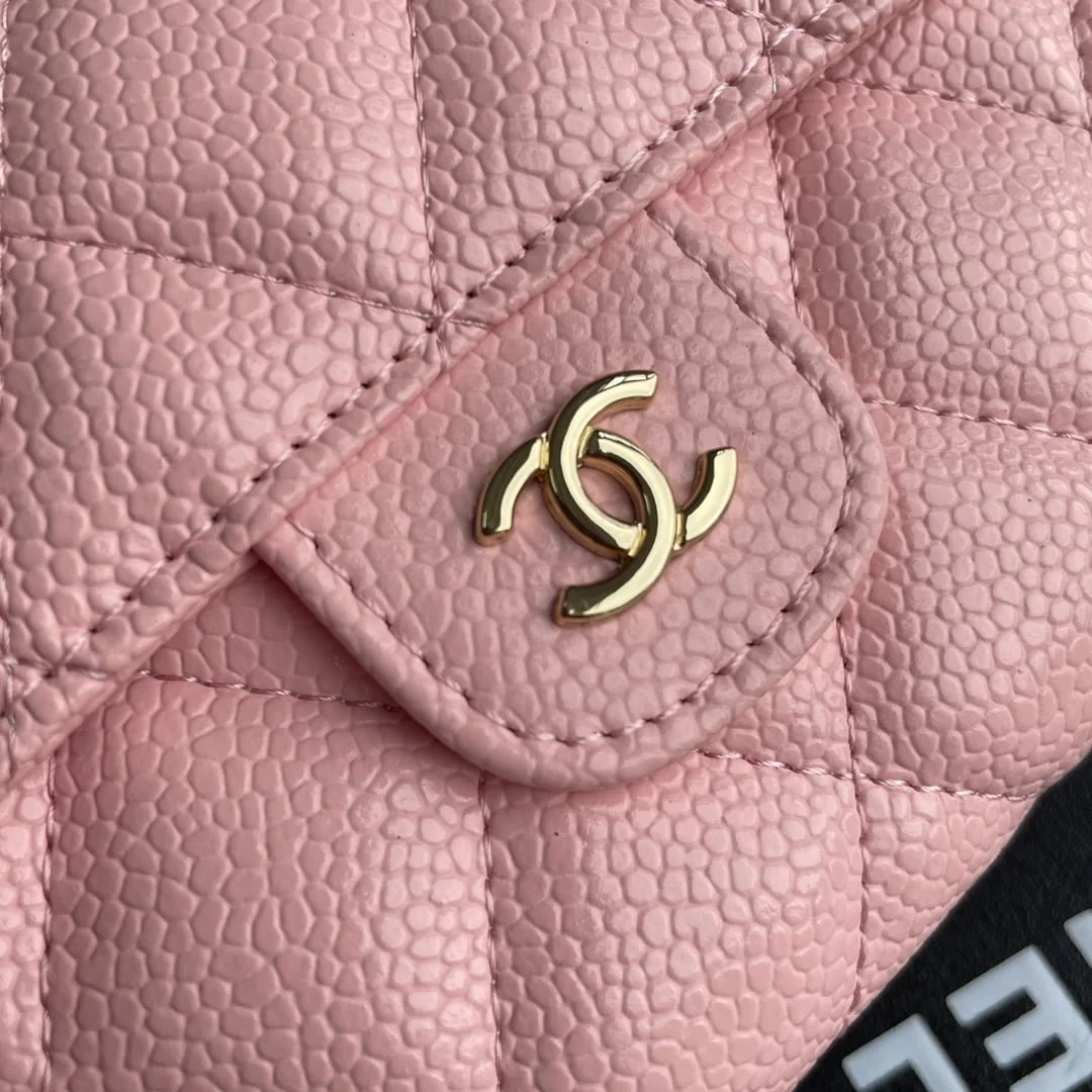 Chanel chain crossbody bag Cowhide with diamond lattice caviar Pink A50076 size: 18*10.5*3.5cm - LITELUX