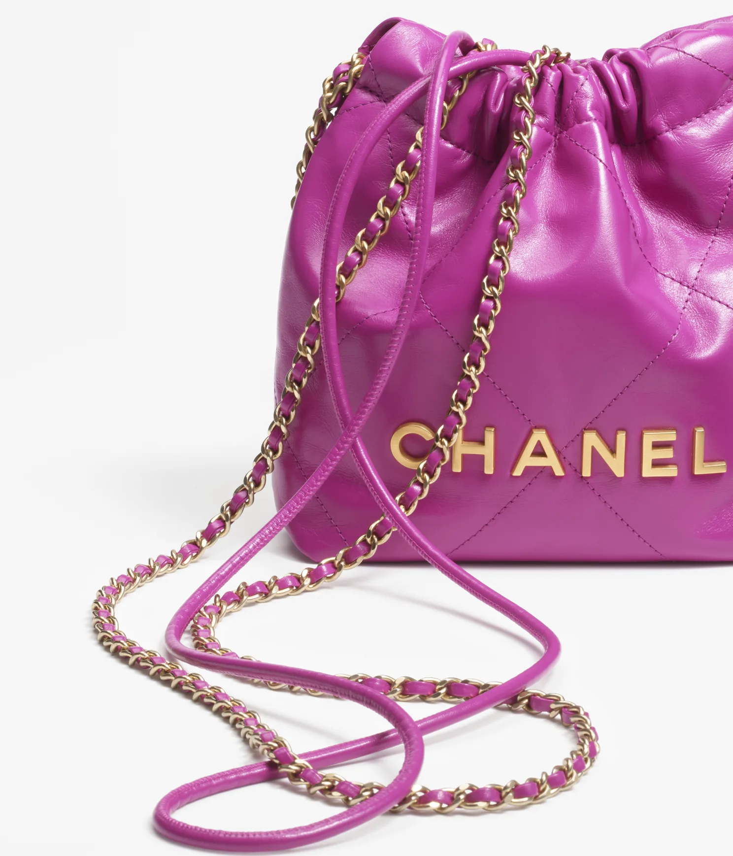 CHANEL / CHANEL 22 MINI HANDBAG Shiny Calfskin & Gold-Tone Metal Purple Ref.  AS3980 B08037 NQ338 - LITELUX