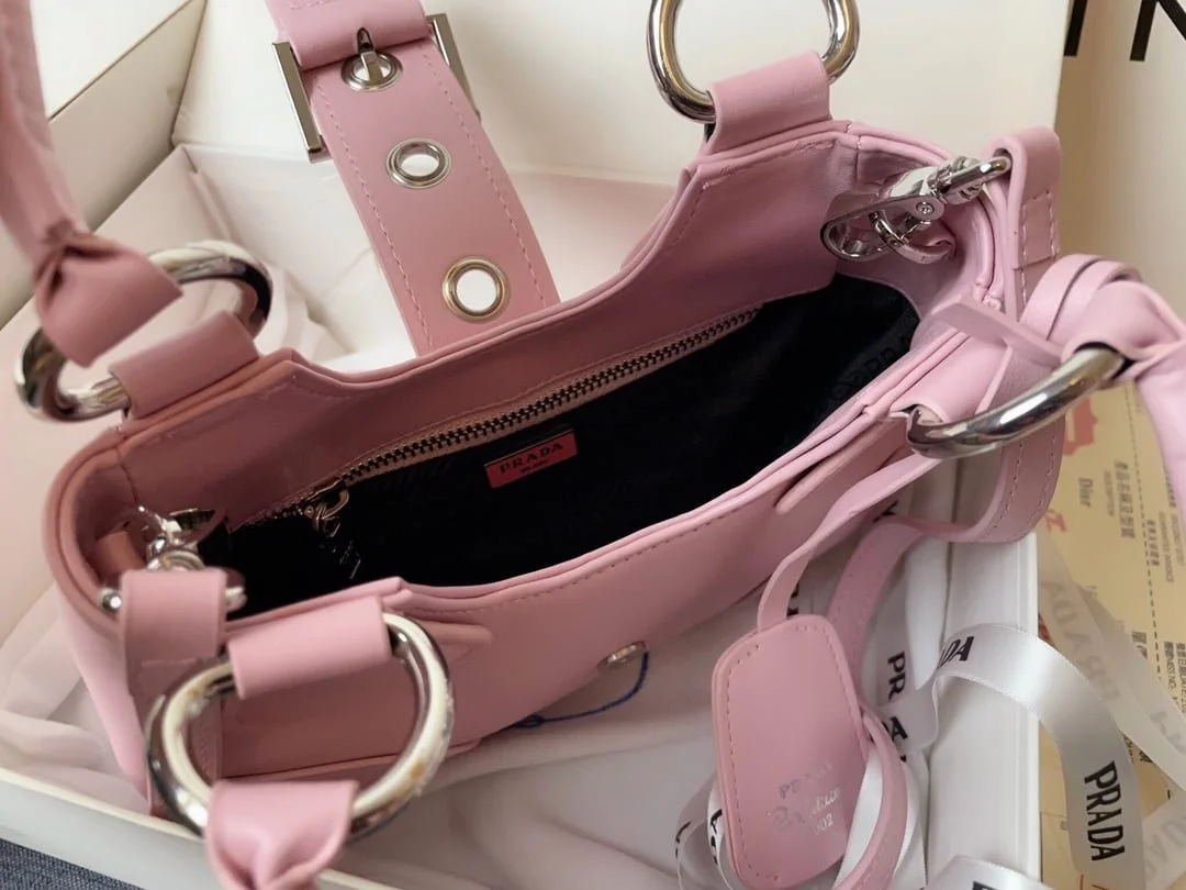 Prada leather Underarm bag pink 1BA381 size: 22.5cm - LITELUX