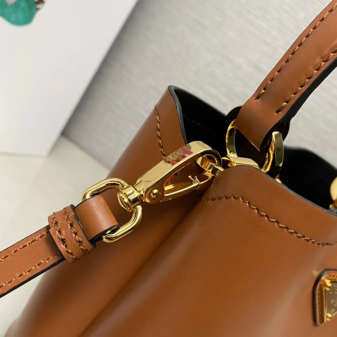 Prada Panier Plain cowhide Bucket bag brown size: 15*16*9.5cm - LITELUX