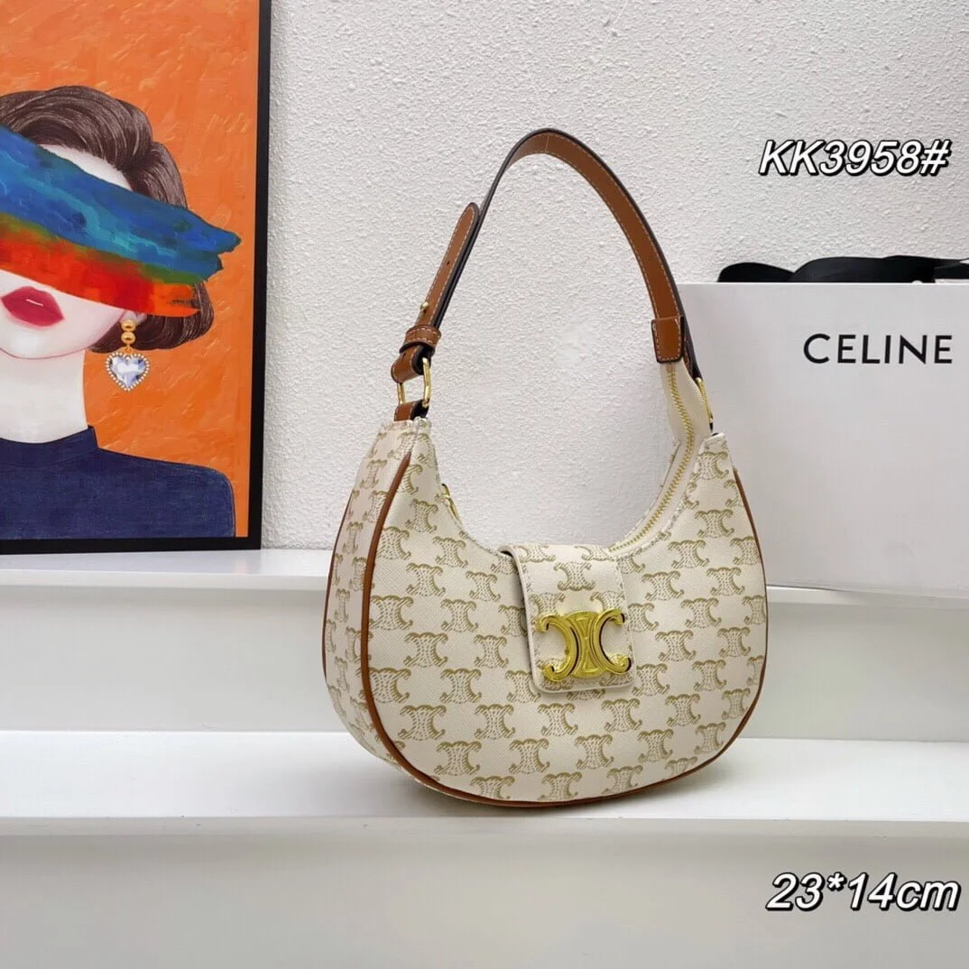 CELINE Arc de Triomphe Presbyopia pattern White Shoulder bag Underarm bag 3958 Size: 24*13cm - LITELUX