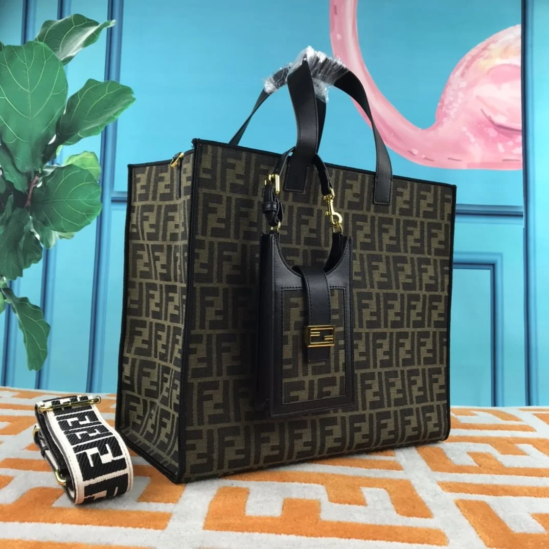 FENDI peekaboo Canvas Tote with mobile phone bag Black 2118 Size: 37*32 cm - LITELUX
