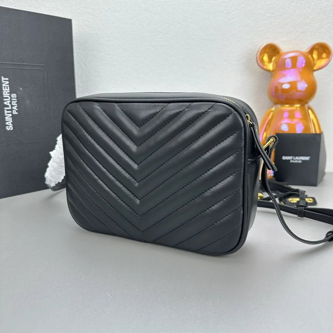 YSL MONOGRAM SAINT LAURENT LOU quilted leather camera bag black with gold hardware 520534 size: 23*16*6CM - LITELUX