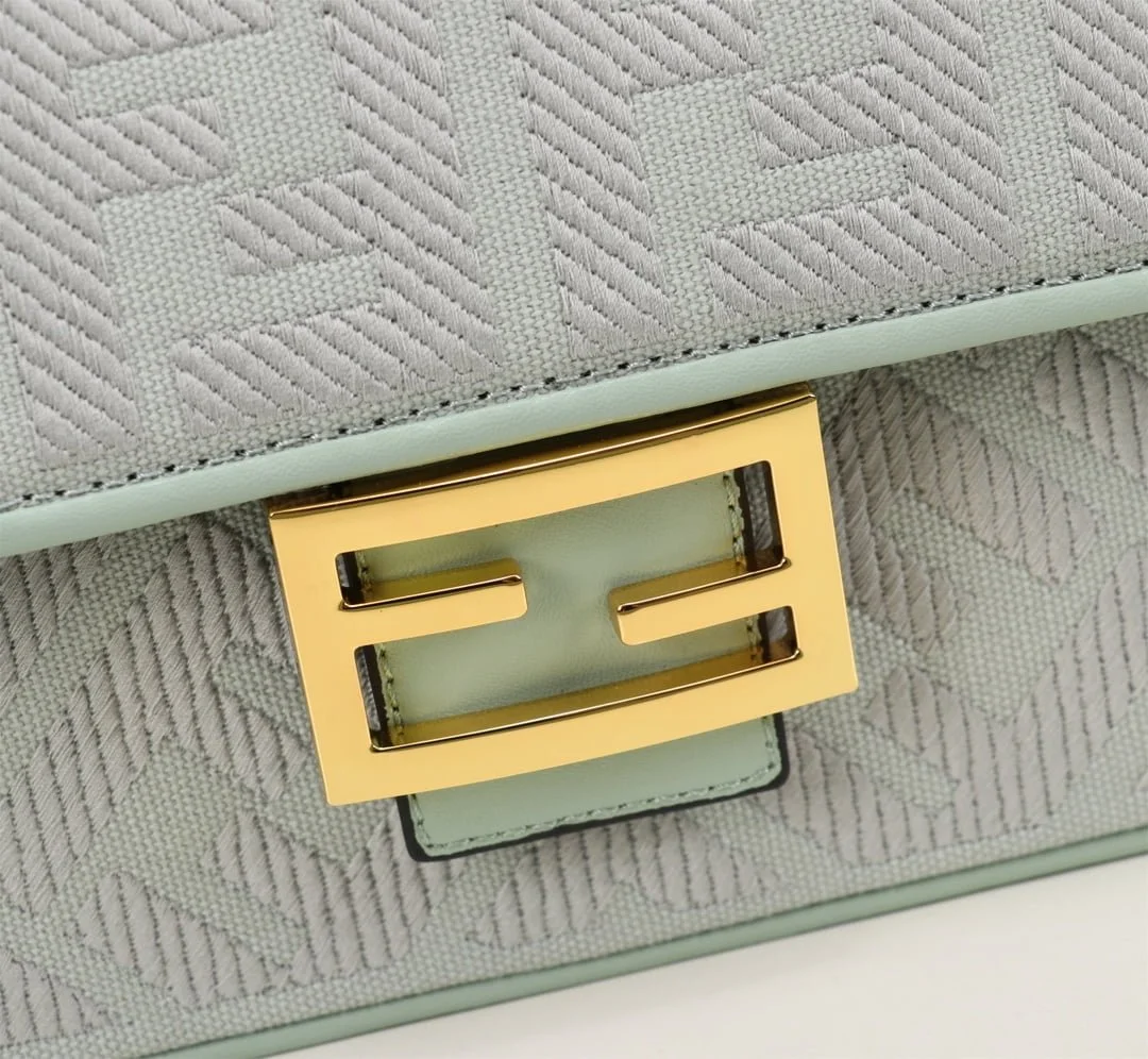 FENDI Baguette F embroidery Light Green shoulderbag F2029 Size: 26*5*15CM - LITELUX