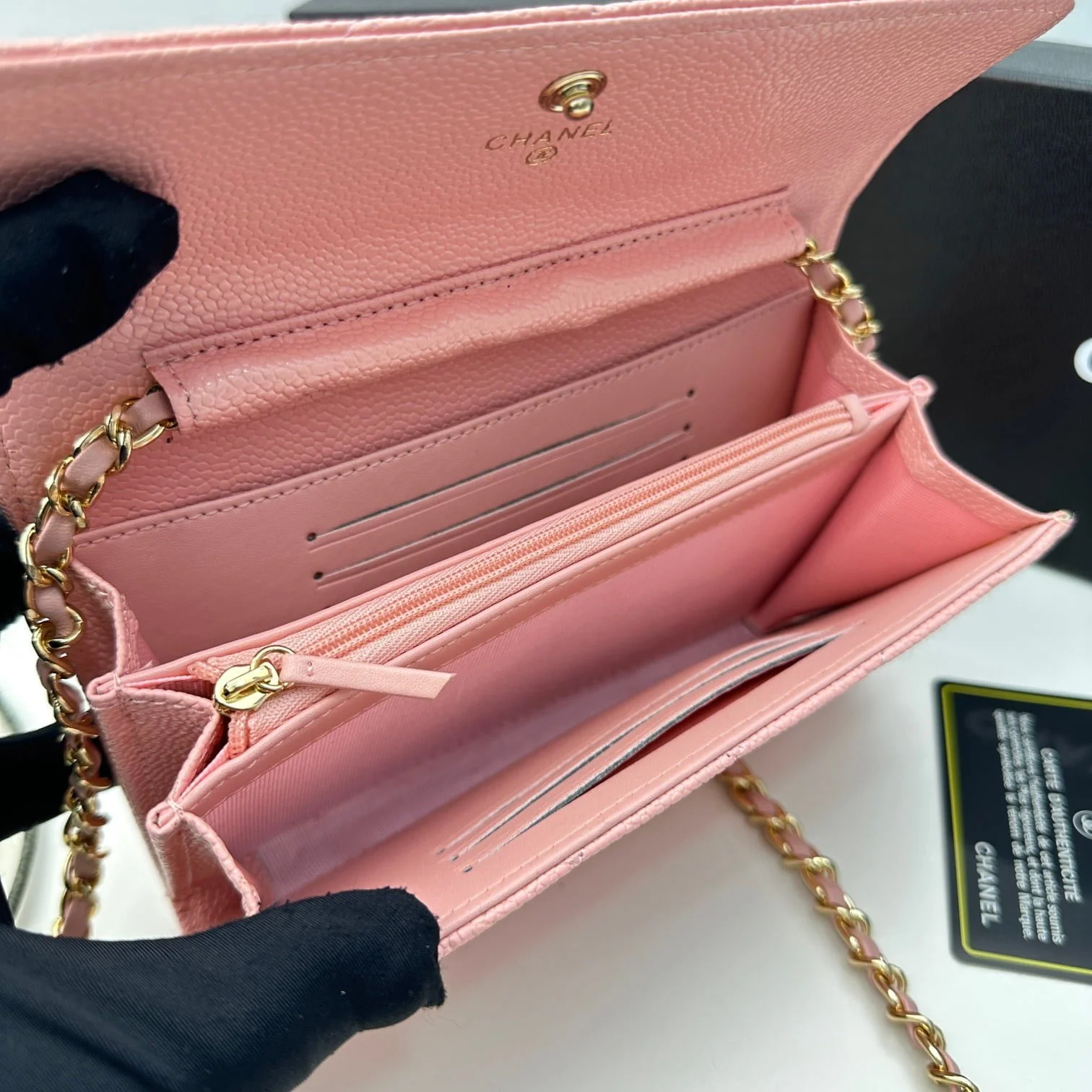 Chanel Rhombus caviar cowhide chain crossbody bag pink 8001 size: 18*10.5*3.5 cm - LITELUX