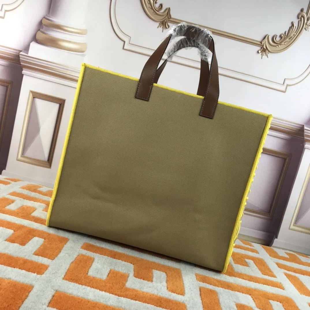 FENDI peekaboo Canvas Tote with mobile phone bag yellow 2118 Size: 37*32 cm - LITELUX