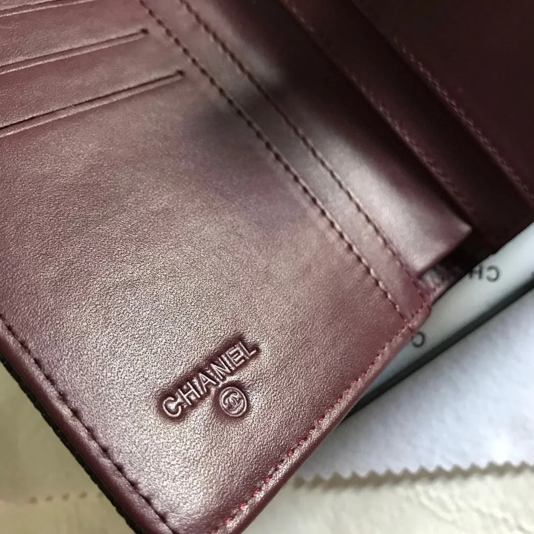 Chanel sheepskin wallet with gold and sliver hardware 50073 size: 15*10cm - LITELUX
