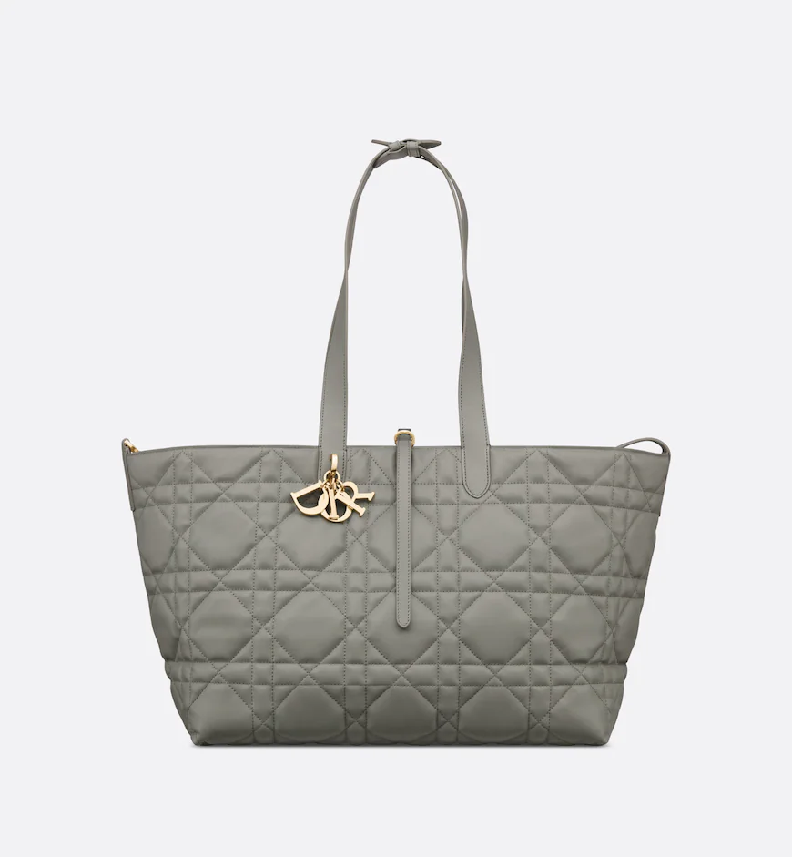 DIOR / LARGE DIOR TOUJOURS BAG Stone Gray Macrocannage Calfskin M2820OSHJ_M41G - LITELUX