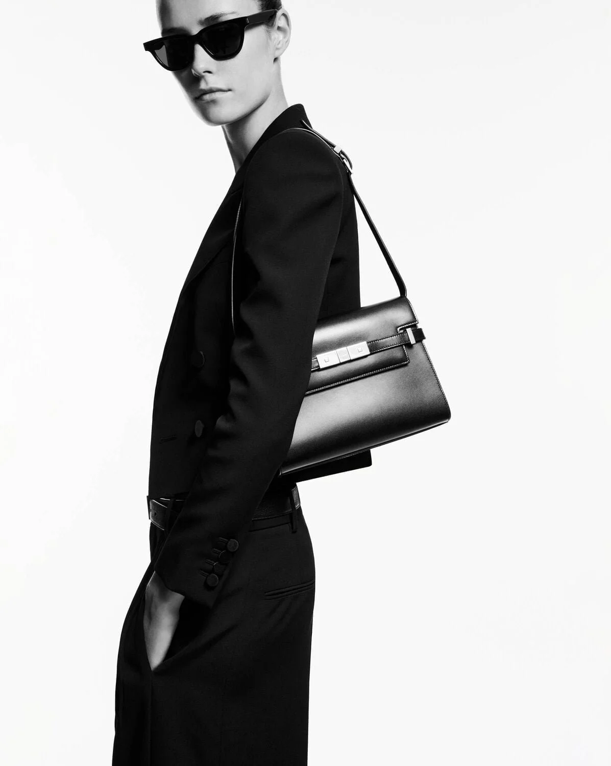 YSL / MANHATTAN SMALL SHOULDER BAG IN BOX SAINT LAURENT LEATHER 6756260SX0W1000 - LITELUX