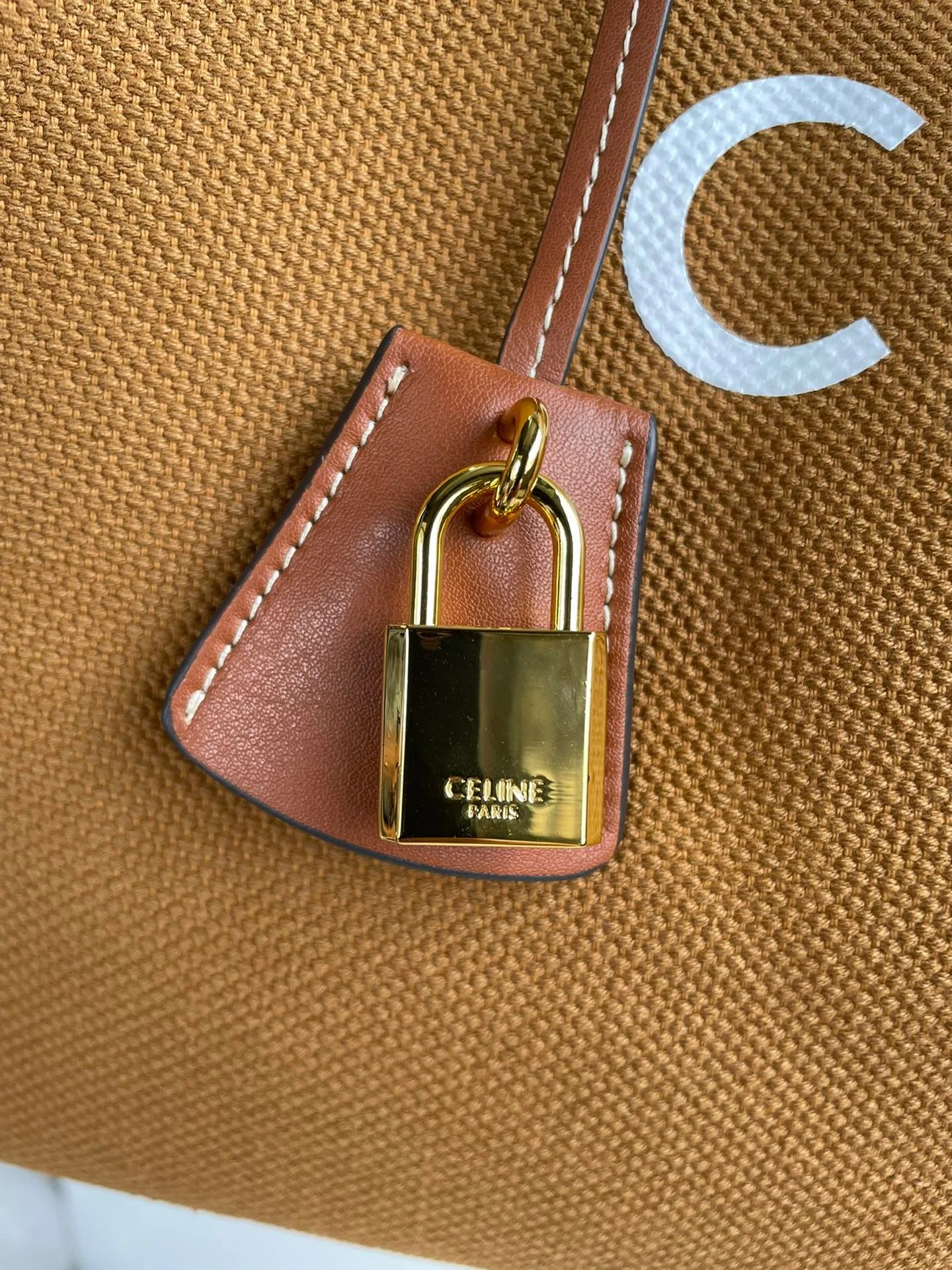 CELINE horizontal printed canvas and calfskin handbag brown Size: 44*32*16cm - LITELUX