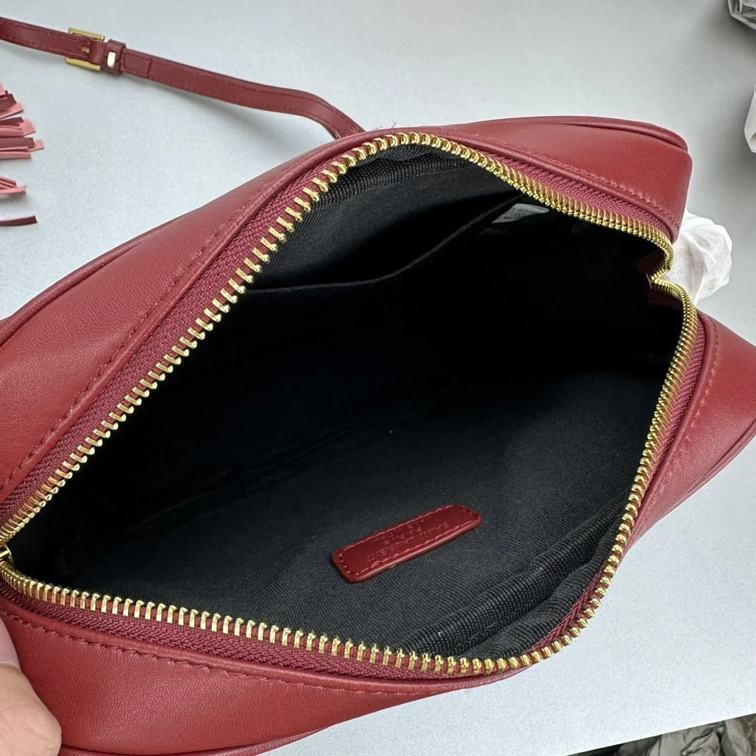 YSL MONOGRAM SAINT LAURENT LOU quilted leather camera bag red with gold hardware 520534 size: 23*16*6CM - LITELUX