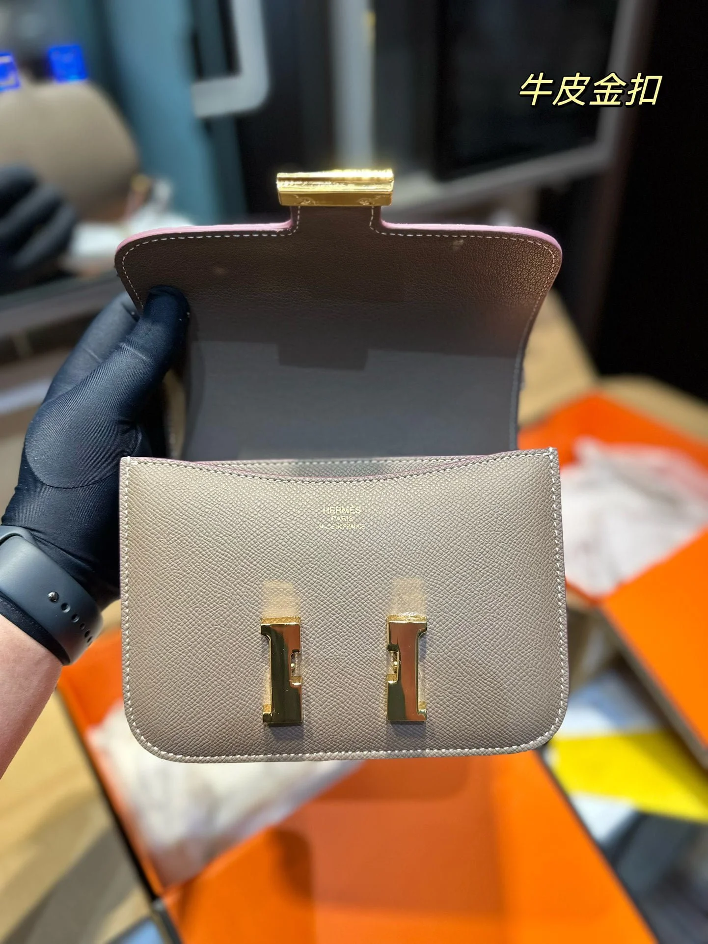 Hermès Constance Swift cowhide leather Gold hardware Grey size: 23*17cm/19*15cm - LITELUX
