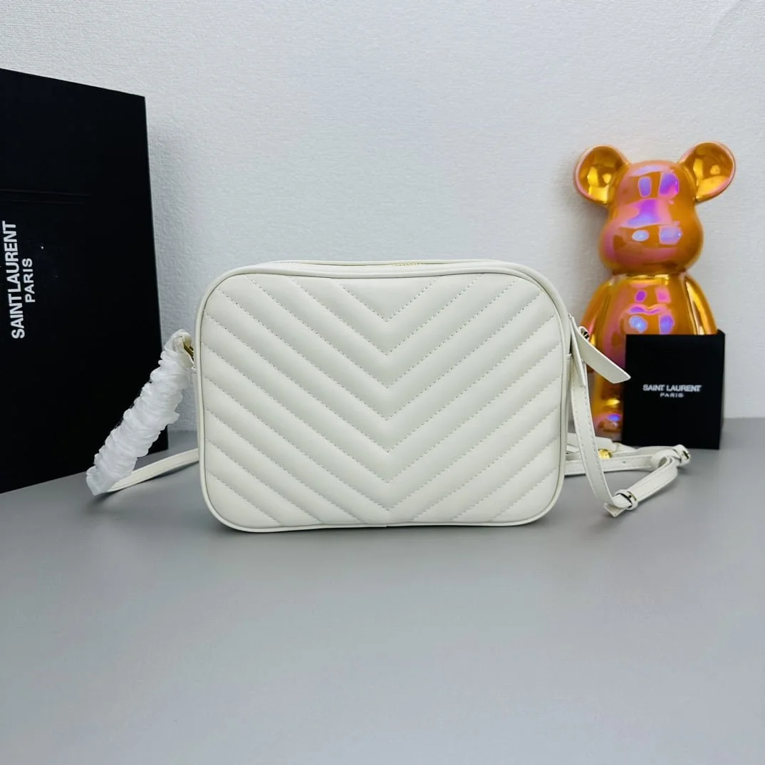 YSL MONOGRAM SAINT LAURENT LOU quilted leather camera bag white with gold hardware 520534 size: 23*16*6CM - LITELUX