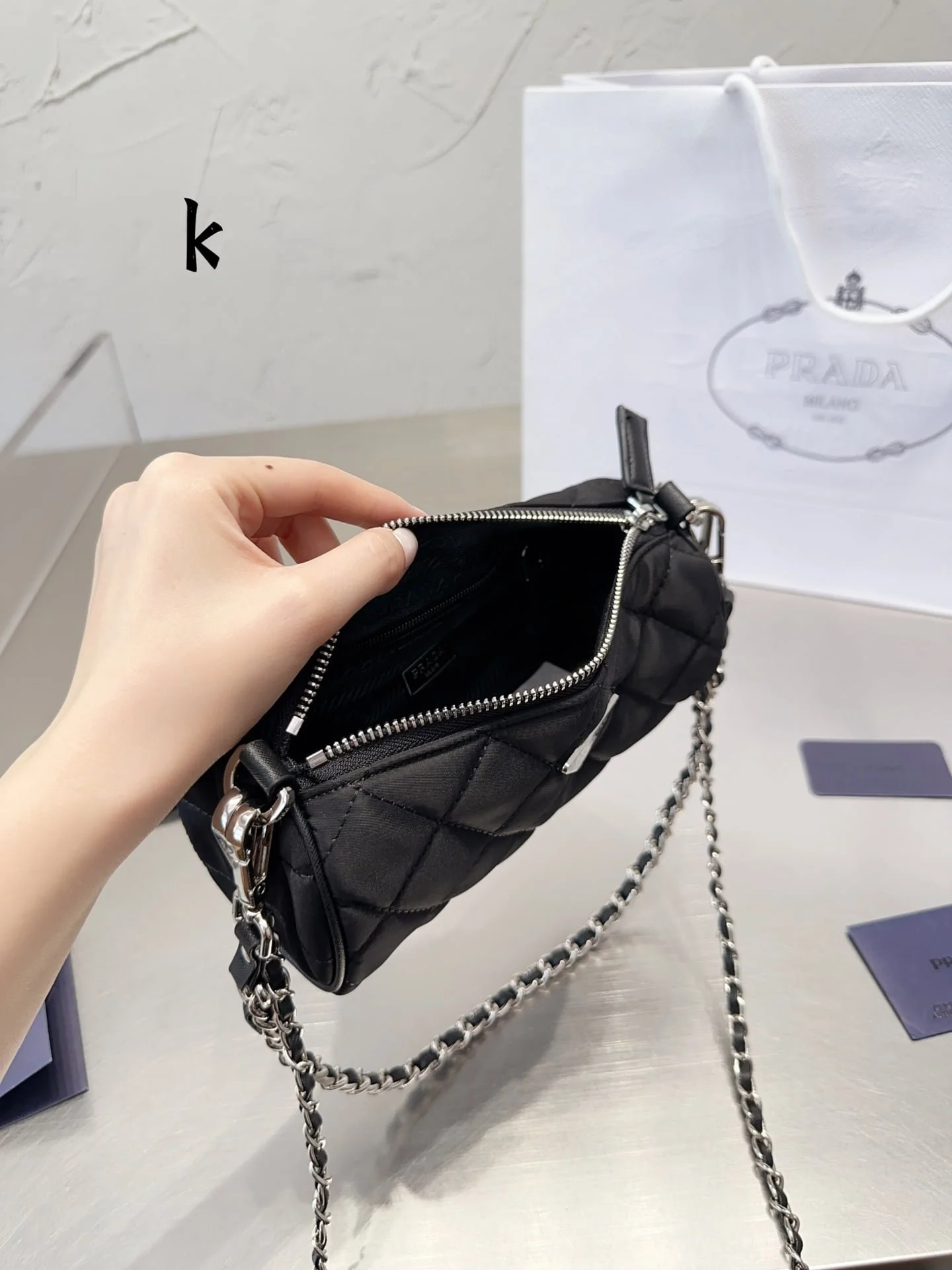 Prada Medieval cylinder nylon bag size: 19* 9cm - LITELUX