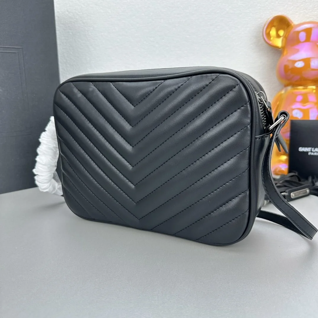 YSL MONOGRAM SAINT LAURENT LOU quilted leather camera bag black with sliver hardware 520534 size: 23*16*6CM - LITELUX