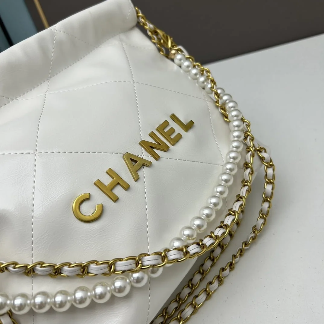 CHANEL Pearl garbage bag white size: 23*28*22*7cm - LITELUX