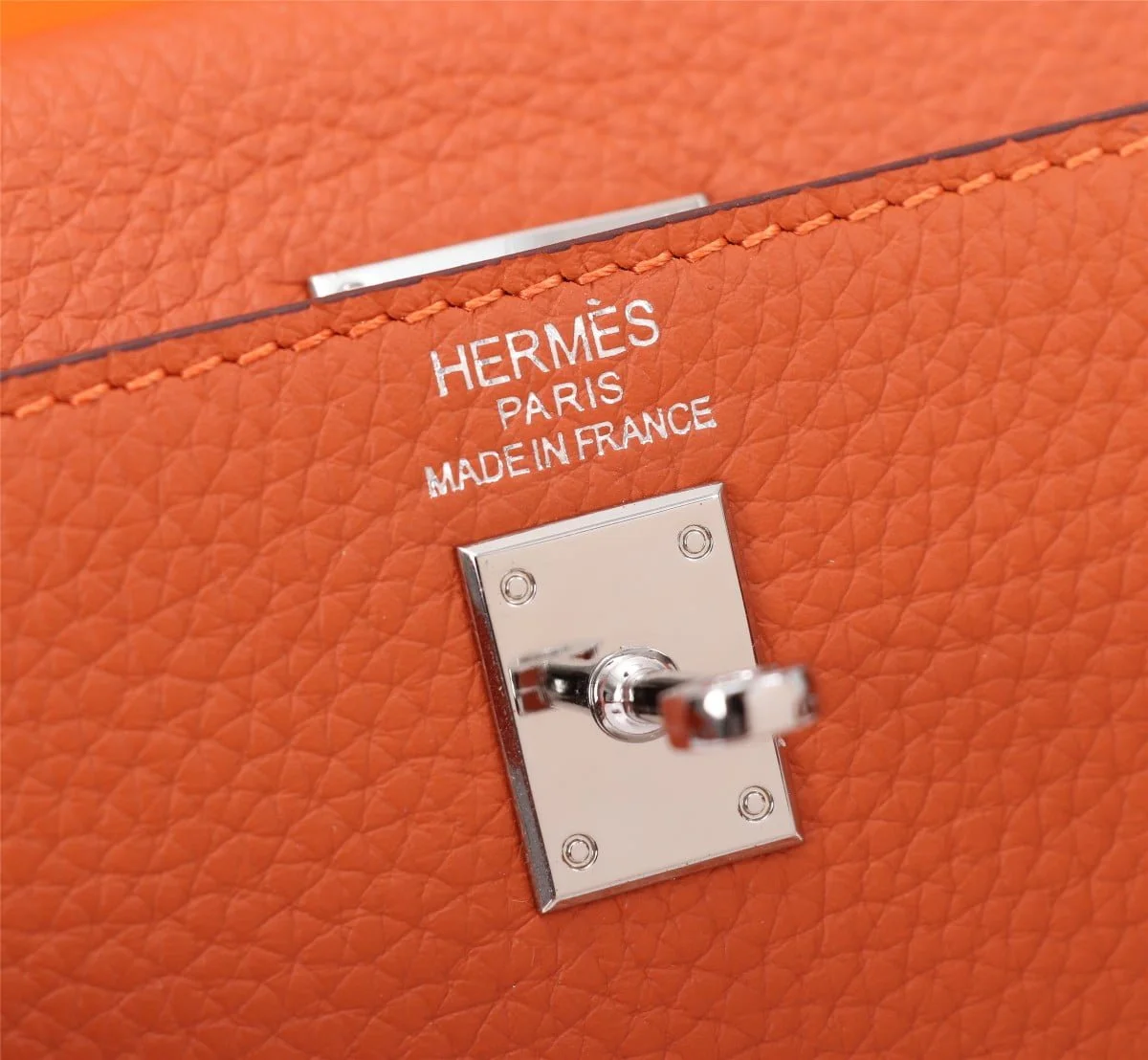 Hermès Kelly Togo Calf Sliver hardware Orange size: 25Cm/ 28Cm - LITELUX