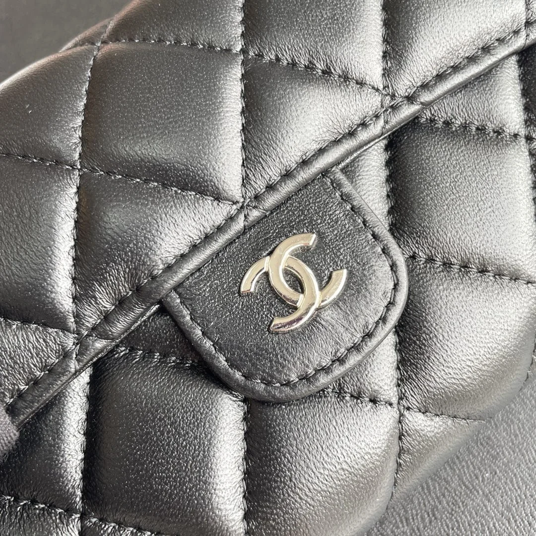 Chanel chain crossbody bag Cowhide with diamond lattice sliver hardware black A50076 size: 18*10.5*3.5cm - LITELUX