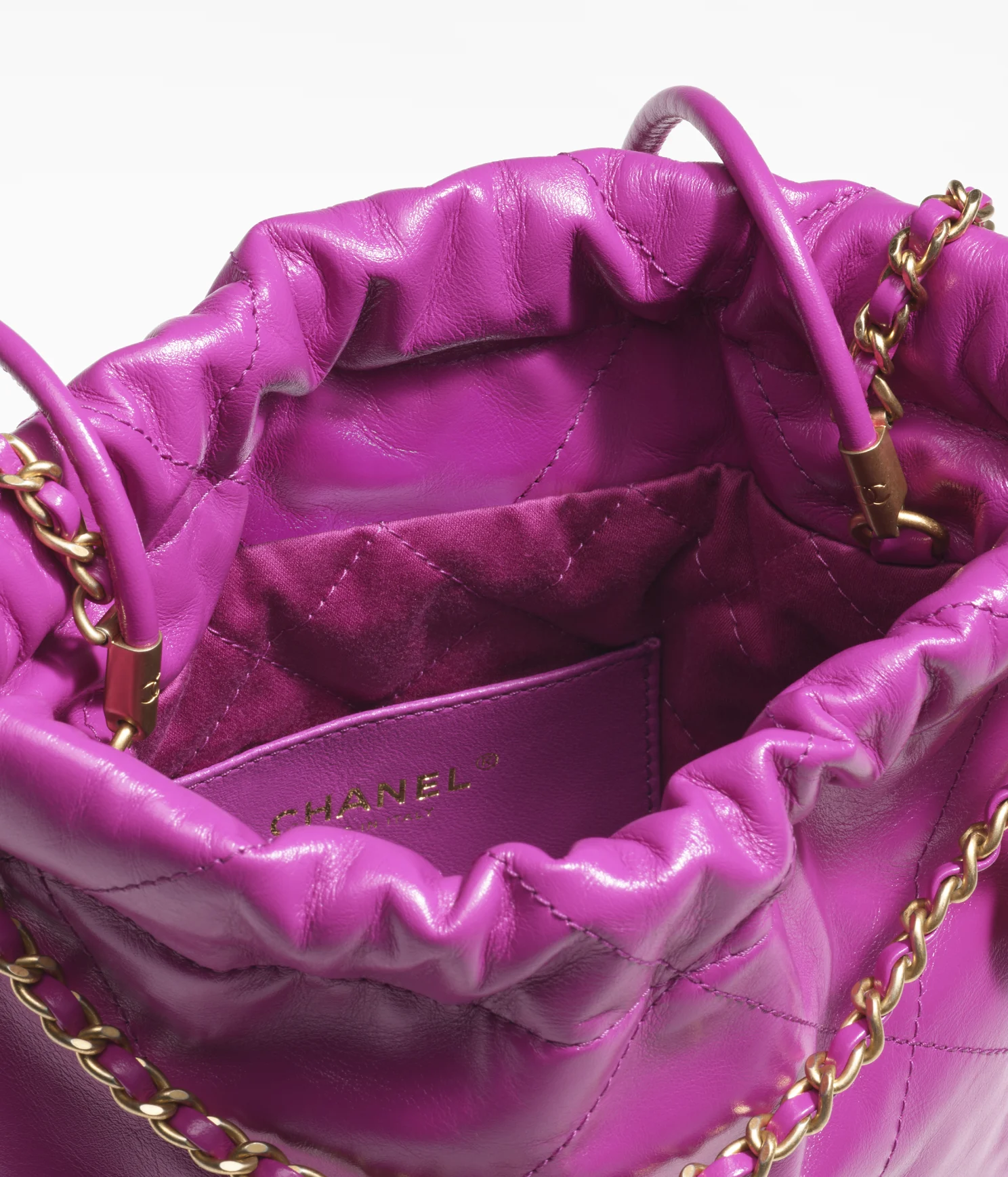 CHANEL / CHANEL 22 MINI HANDBAG Shiny Calfskin & Gold-Tone Metal Purple Ref.  AS3980 B08037 NQ338 - LITELUX