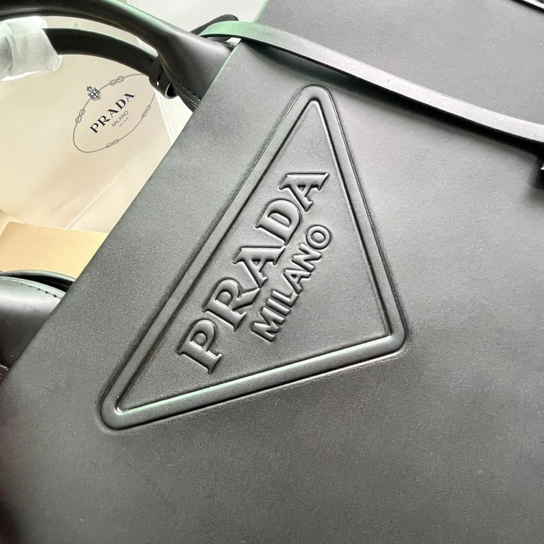 Prada cowhide Saffiano tote bag with leather strap black 1BA270 size: 33*25*11cm - LITELUX