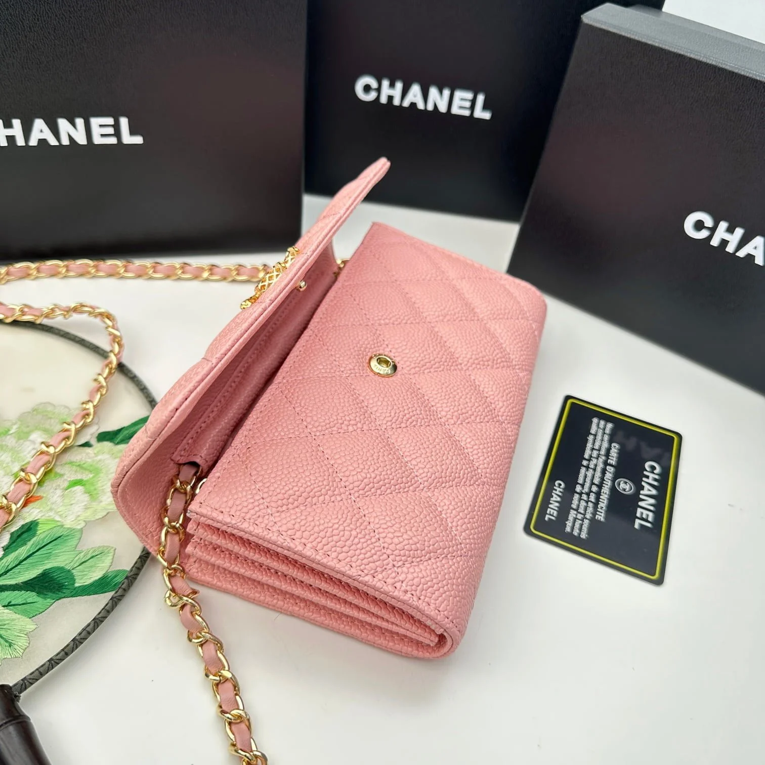 Chanel Rhombus caviar cowhide chain crossbody bag pink 8001 size: 18*10.5*3.5 cm - LITELUX