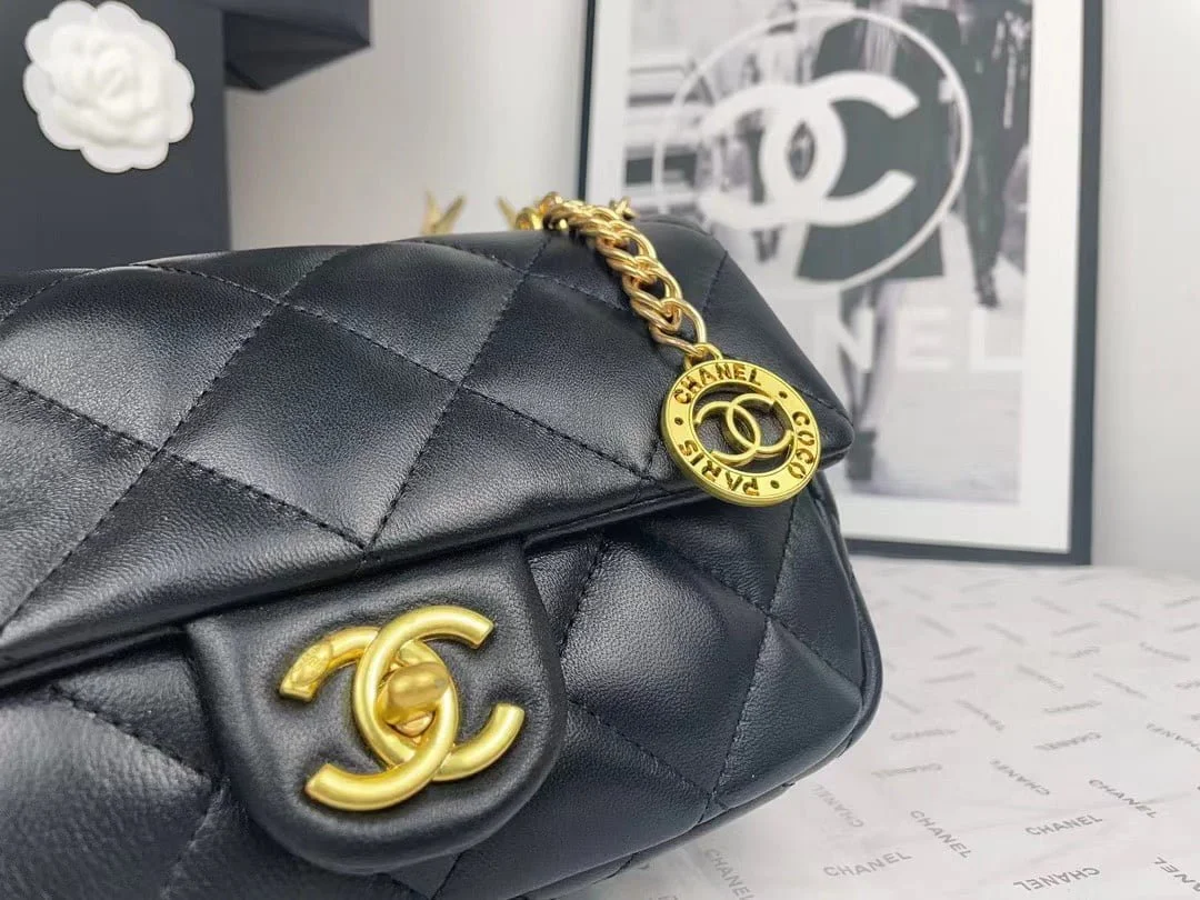 Chanel 2023 new CF Black gold bag size: 21*13cm - LITELUX