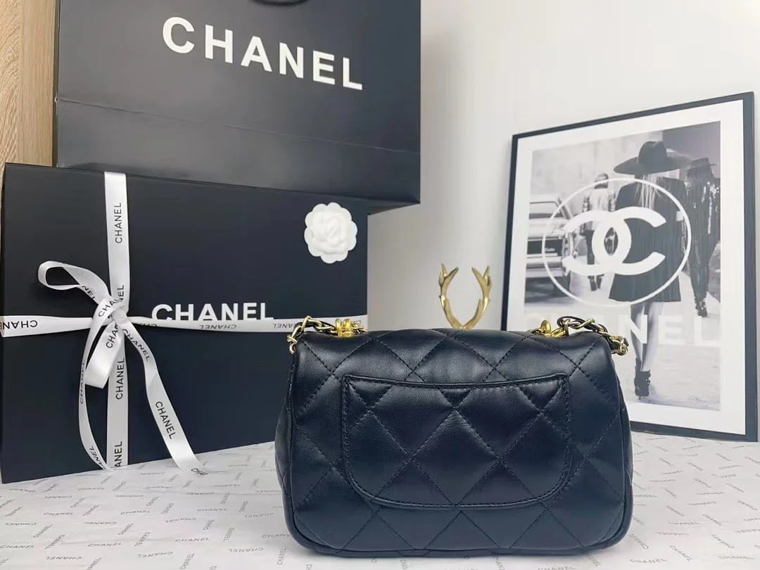 Chanel 2023 new CF Black gold bag size: 21*13cm - LITELUX