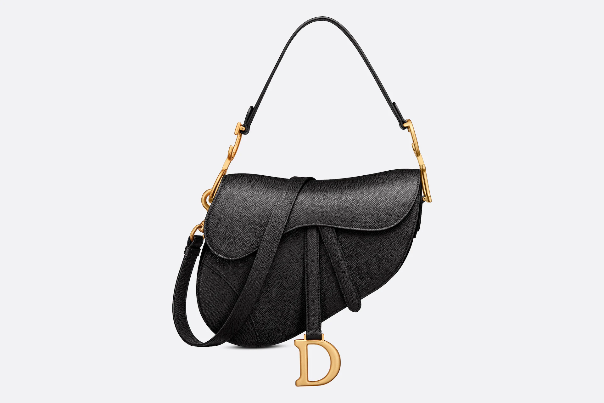 DIOR / SADDLE BAG WITH STRAP Black Grained Calfskin M0455CBAA_M900 - LITELUX