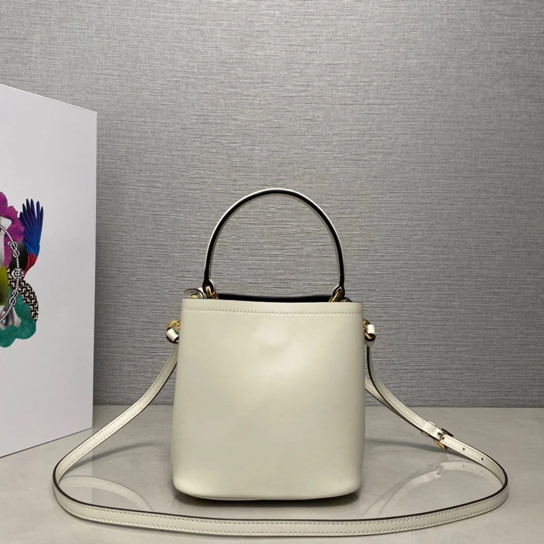 Prada Panier Plain cowhide Bucket bag white size: 15*16*9.5cm - LITELUX