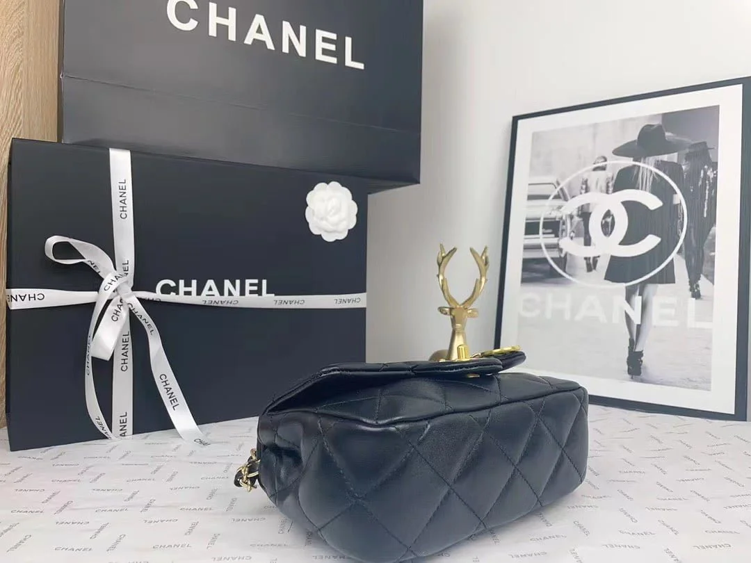 Chanel 2023 new CF Black gold bag size: 21*13cm - LITELUX
