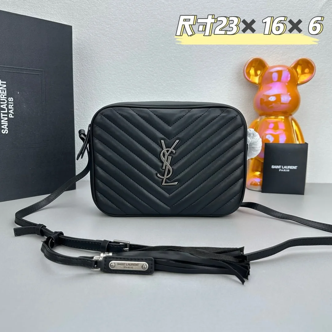 YSL MONOGRAM SAINT LAURENT LOU quilted leather camera bag black with sliver hardware 520534 size: 23*16*6CM - LITELUX