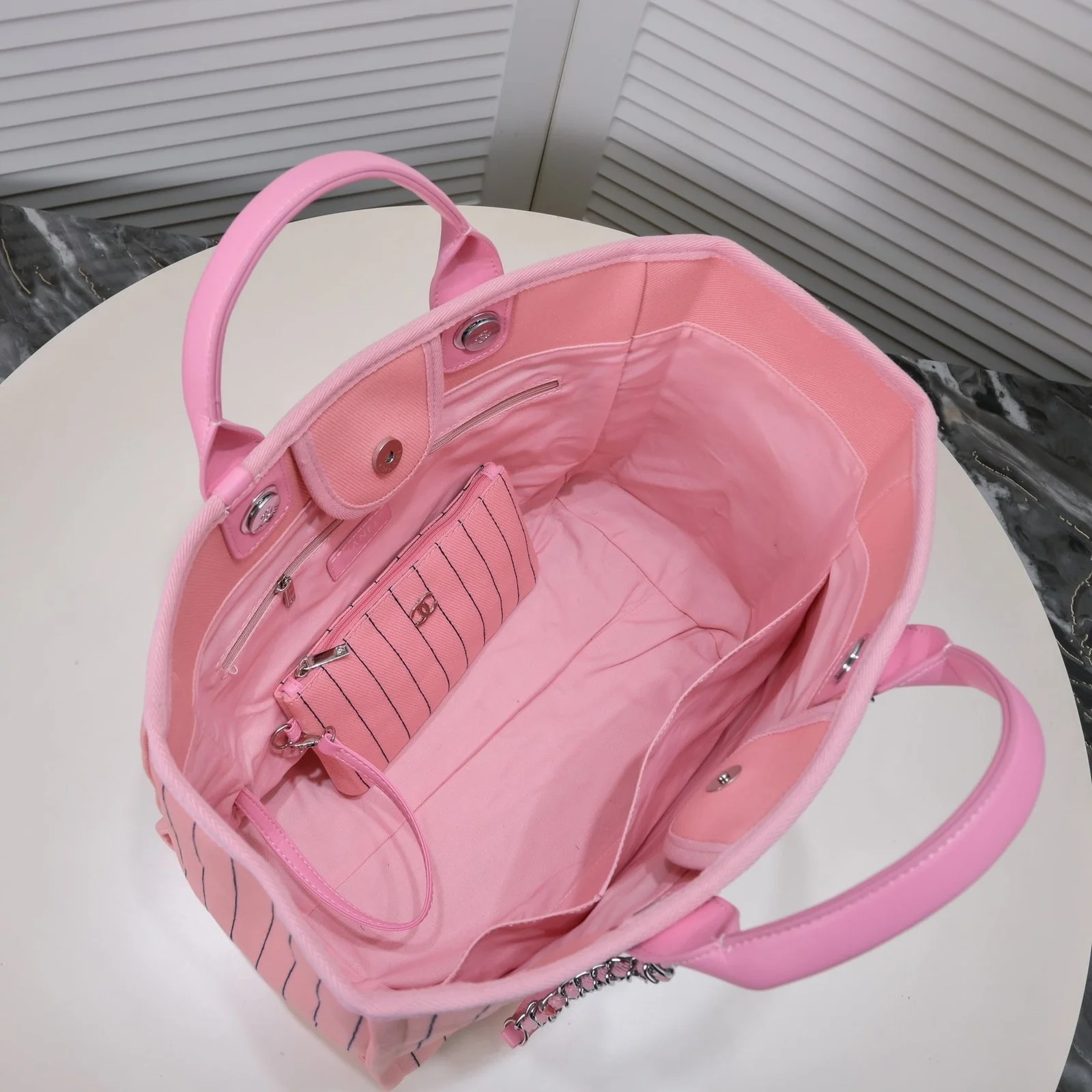 Chanel new beach bag denim bag Pink with little wallet size: 48*38*30*14cm - LITELUX