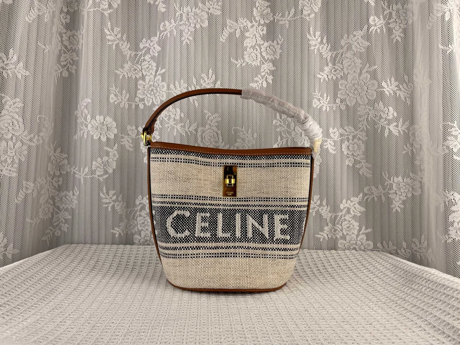 CELINE Fabric cow leather mini bucket bag Size:16*18*16cm - LITELUX