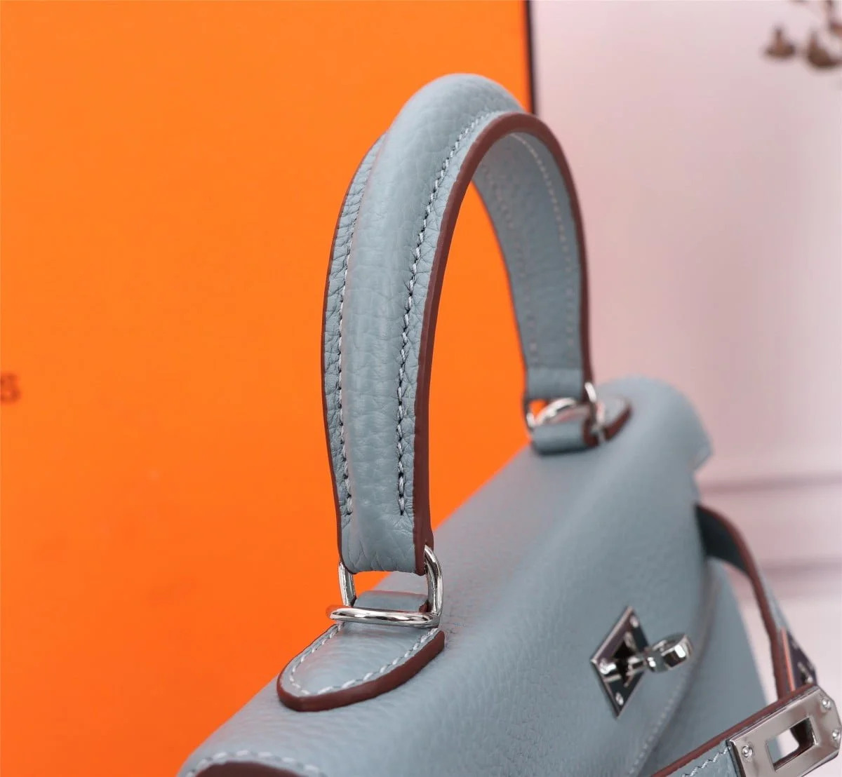 Hermès Kelly Togo Calf Sliver hardware Linen blue size: 25Cm/ 28Cm - LITELUX