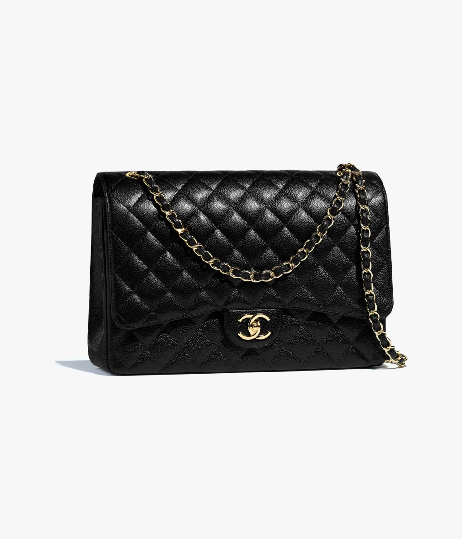 CHANEL / MAXI CLASSIC HANDBAG Grained Calfskin & Gold-Tone Metal Black - LITELUX