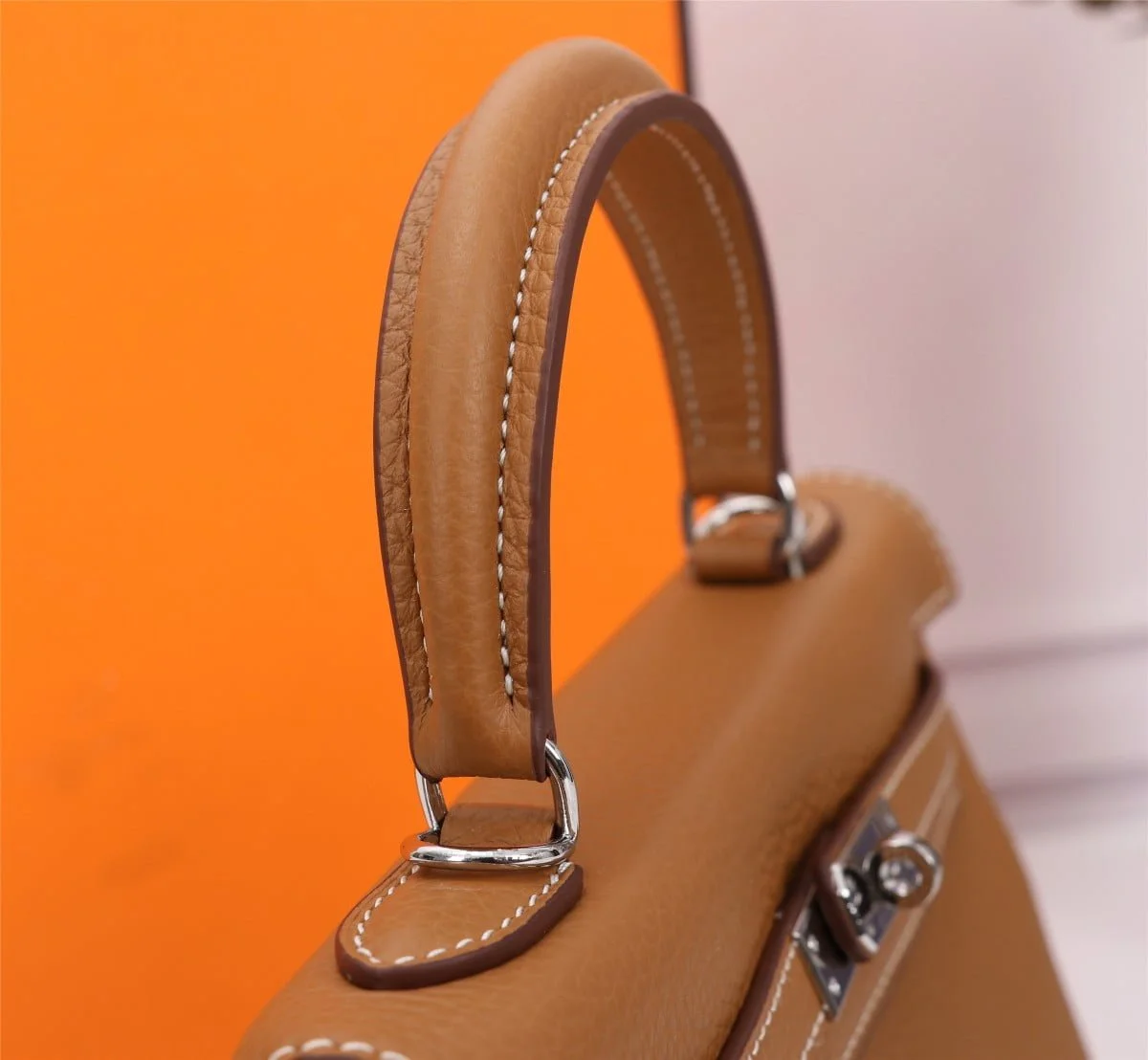 Hermès Kelly Togo Calf Sliver hardware Golden brown size: 25Cm/ 28Cm - LITELUX