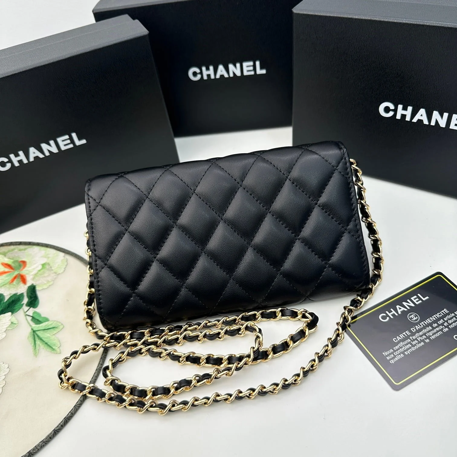 Chanel Rhombus cowhide chain crossbody bag black 8001 size: 18*10.5*3.5 cm - LITELUX