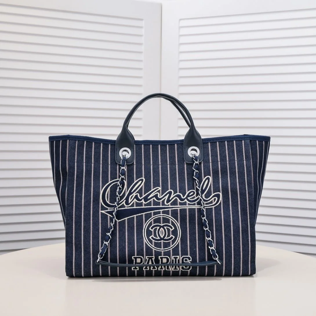 Chanel new beach bag denim bag navy blue 67178-7size: 48*38*30*14cm - LITELUX