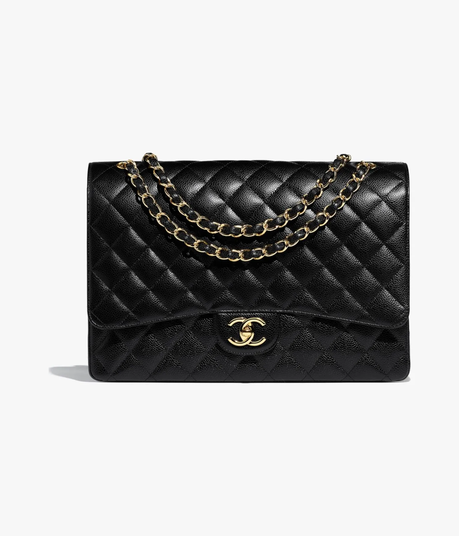CHANEL / MAXI CLASSIC HANDBAG Grained Calfskin & Gold-Tone Metal Black - LITELUX