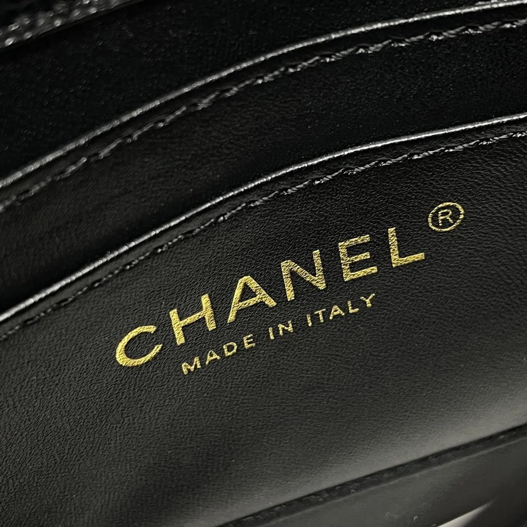 Chanel Black Horse Kelly Lichee cowhide long handle bag 9100 black size:19*10*4.5cm - LITELUX
