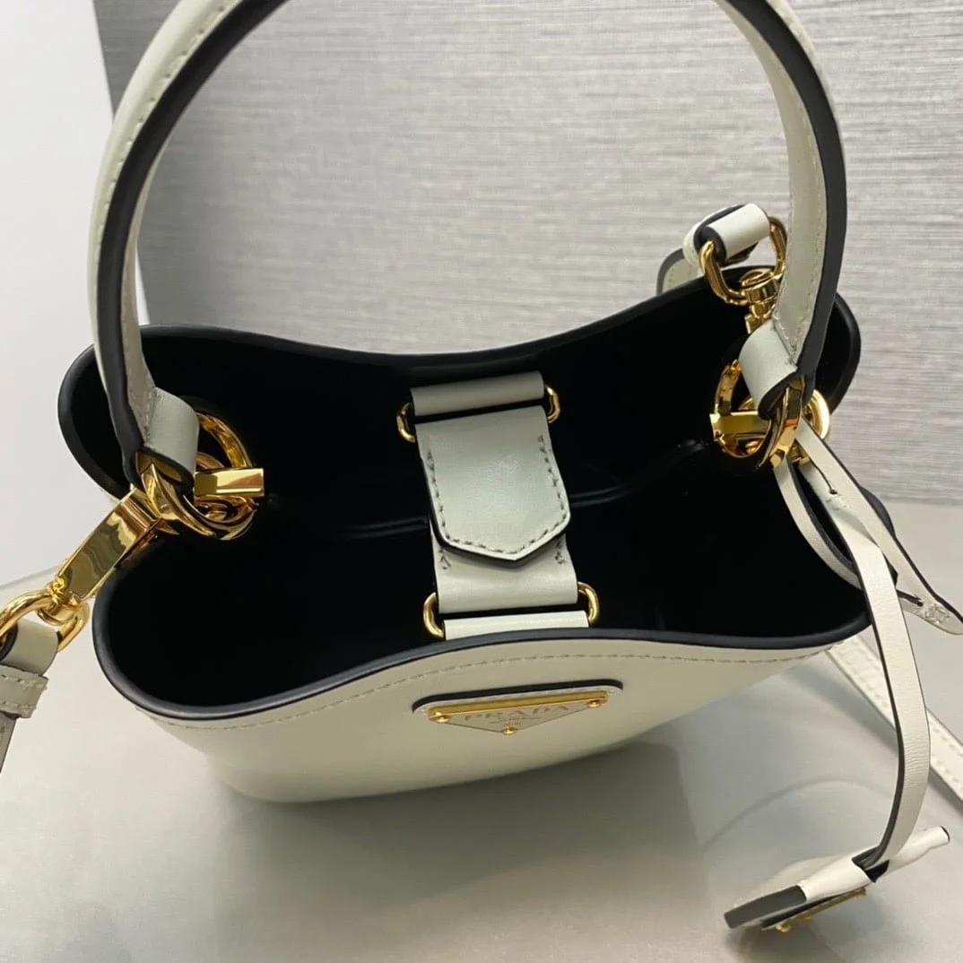 Prada Panier Plain cowhide Bucket bag white size: 15*16*9.5cm - LITELUX