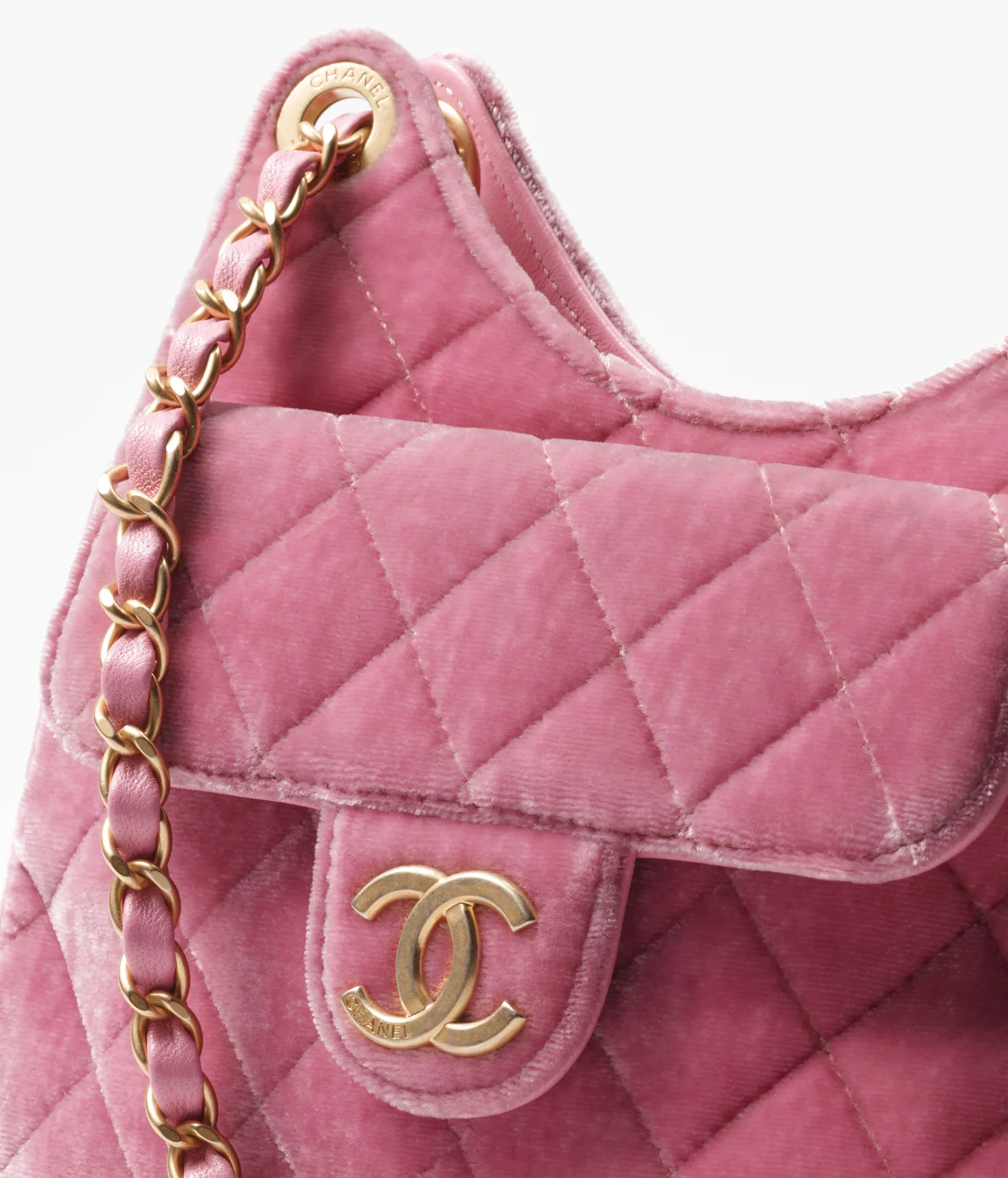 CHANEL / SMALL HOBO BAG Velvet & Gold-Tone Metal Pink Ref.  AS4323 B13815 NQ948 - LITELUX