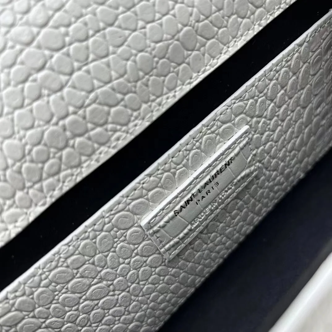 YSL Kat crocodile chain strap shoulder bag with gold hardware 7219 white size: 20*14*5cm/24*15*6cm - LITELUX