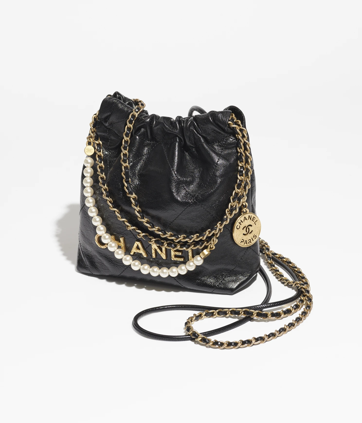 CHANEL / CHANEL 22 MINI HANDBAG Shiny Crumpled Calfskin & Gold-Tone Metal Black Ref.  AS3980 B10672 94305 - LITELUX