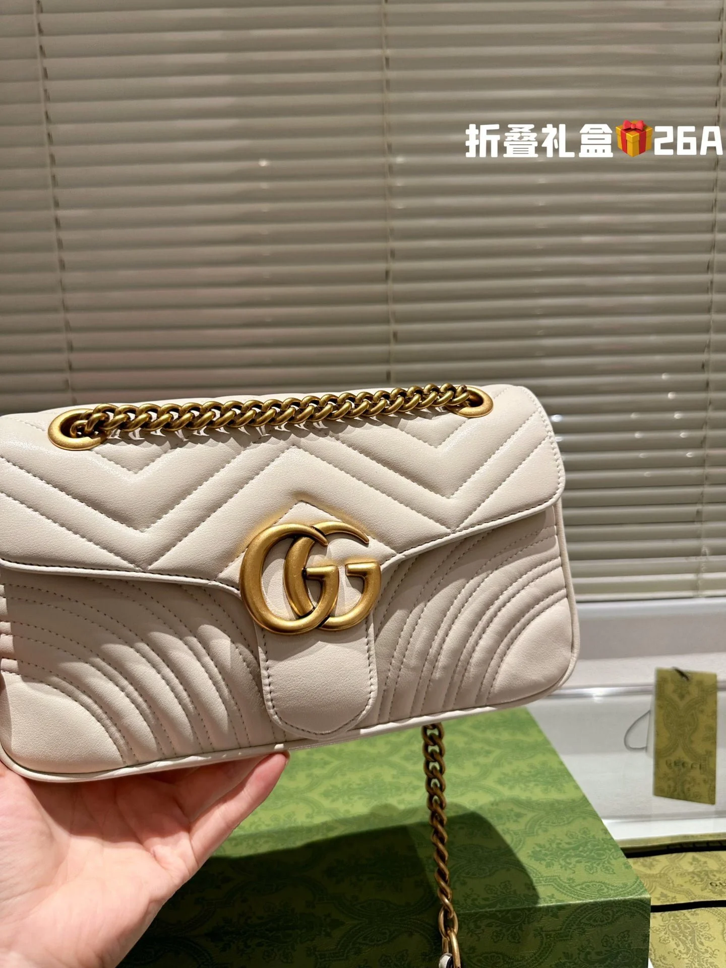 GUCCI / GG marmont cowhide cream white size: 26*14m - LITELUX