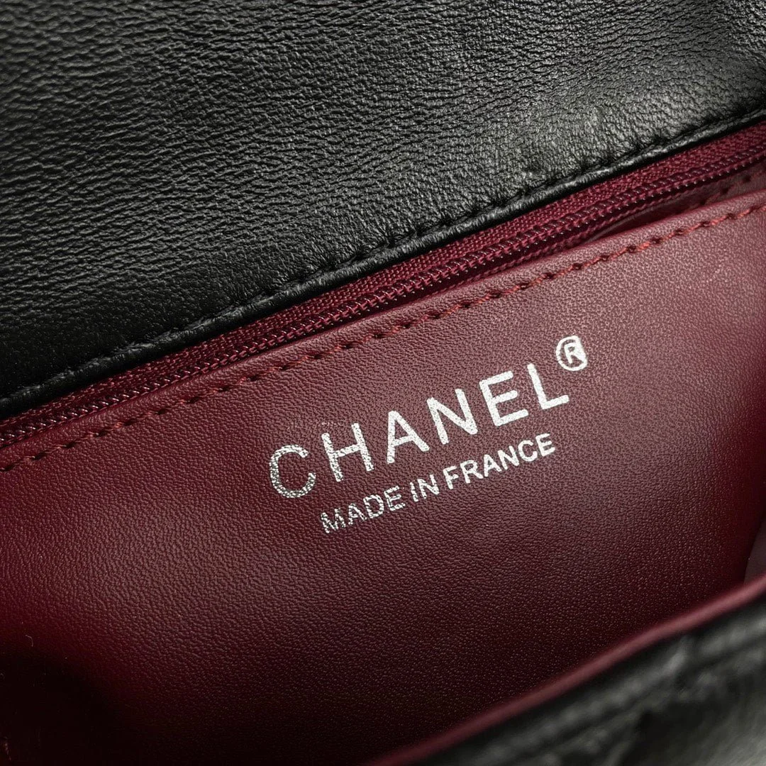 Chanel cf Square Fat 1115 sheepskin leather black size: 18*14*7cm - LITELUX