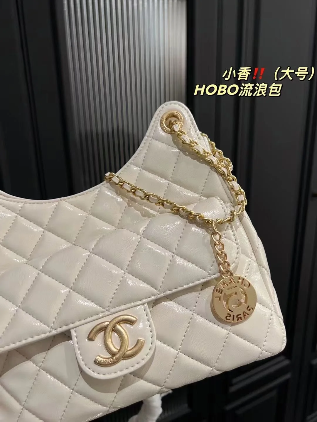 Chanel HOBO bag Oil wax leather white 3690 size: 22*20cm - LITELUX